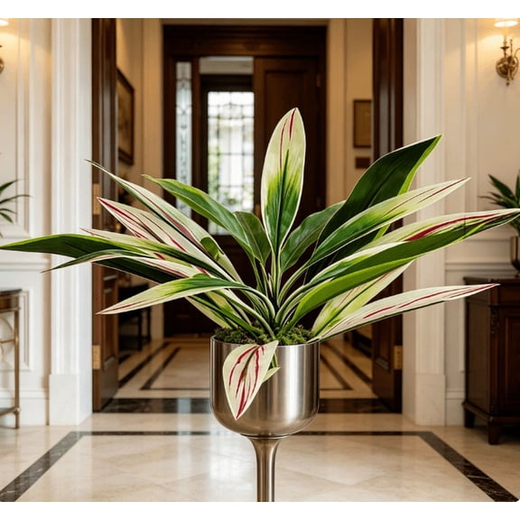 Artificial Dracaena Plant 17.7 inches, Realistic Cordyline Fruticosa, Tropical Faux Dracaena Marginata, for Living Room Home Office Vase Indoor Outdoor Decor