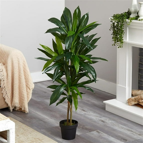 Artificial Dracaena Plant,4/5FT Decorative Fake Tree in Pot with Adjustable Branches and Leaves,Faux Dragon Tree Indoor Floor Plant for Home Decor Office Living Room Porch Housewarming