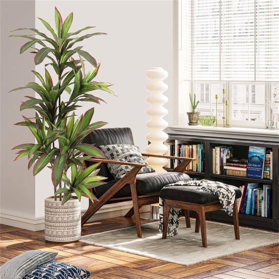 Artificial Dracaena Plant,4/5FT Decorative Fake Tree in Pot with Adjustable Branches and Leaves,Faux Dragon Tree Indoor Floor Plant for Home Decor Office Living Room Porch Housewarming