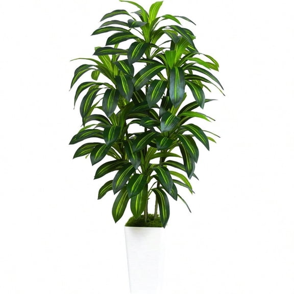 Artificial Dracaena Plant Indoor Fake Tree Tall Fake Floor Plants With White Planter Artificial Yucca Tree For Home Office Living Room Bedroom Farmhouse Modern Outdoor Topiary Tree 6 Trunks 6FT