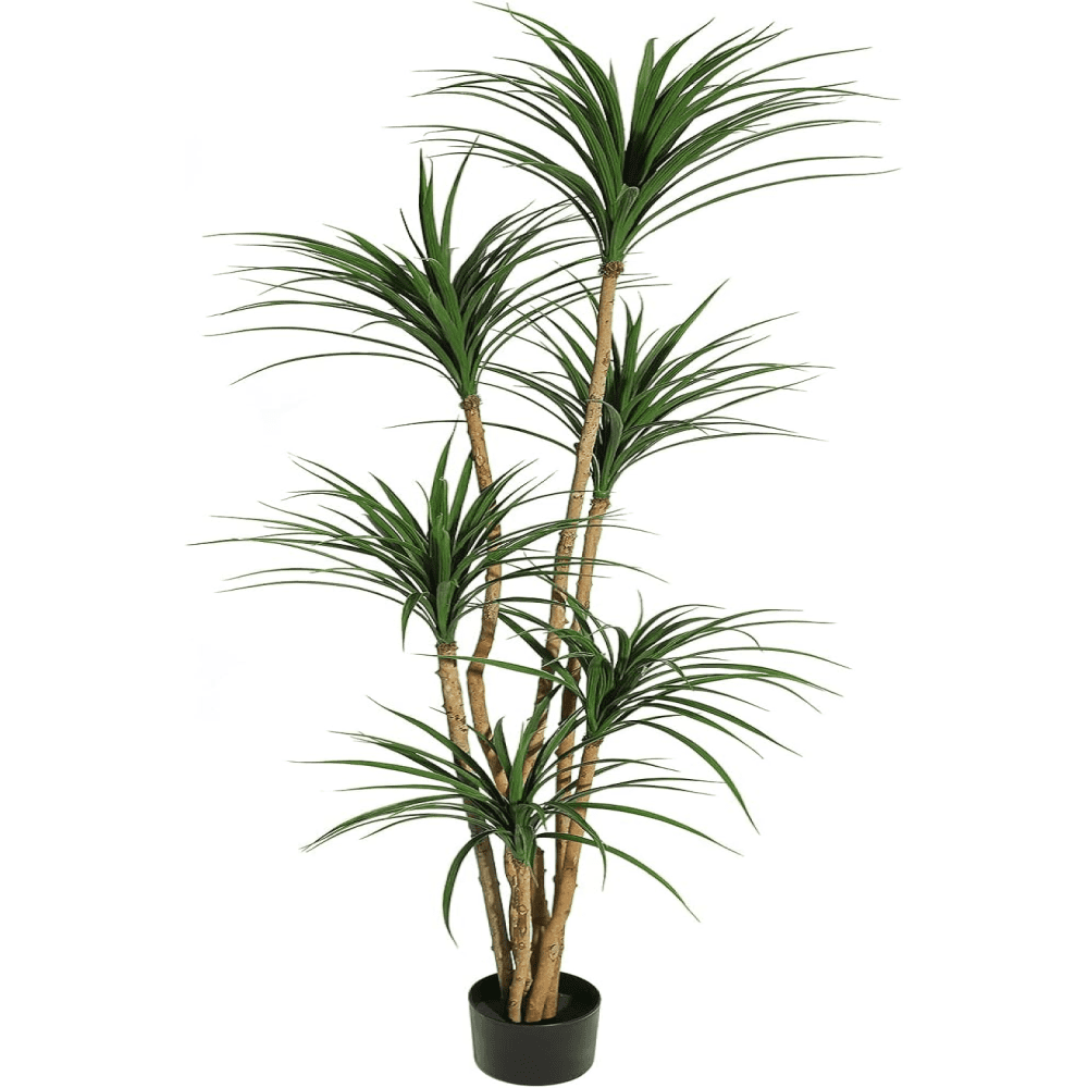 Artificial Dracaena Tree, 4/5/6 Ft Tall Fake Dracaena Tree For Indoor with Pot,Large Dracaena Plants for Home Decor And Housewarming Gift