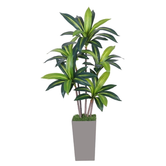 Artificial Dracaena Tree 59In Tall, Faux Dracaena Plant Indoor, Fake Yucca Potted Tree, Tropical Floor Plant with Lifelike Leaves for Home Office Living Room Decor Indoor & Outdoor Dark Gray