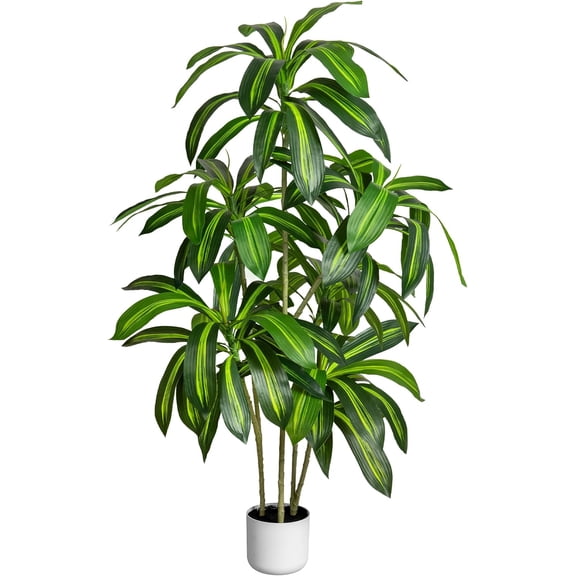 Artificial Dracaena Tree 5FT Tall Artificial Indoor Tree, Large Indoor Plant for Living Room & Home Decor, Big Faux Floor Plant for Bedroom, Office, Apartment, Realistic Tree Decor Indoor