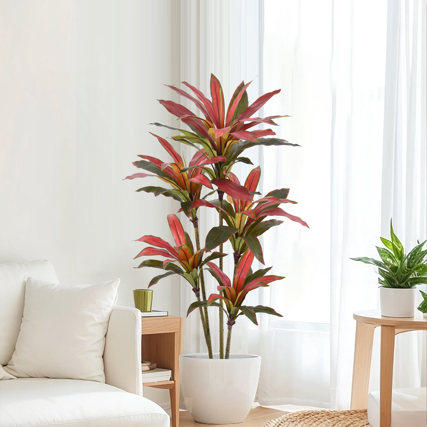 Artificial Dracaena Tree 5ft Tall Large Faux Plants with Realistic Leaves, Fake Tree Floor Plant Dragon Tree for Home Office Indoor Outdoor Decor