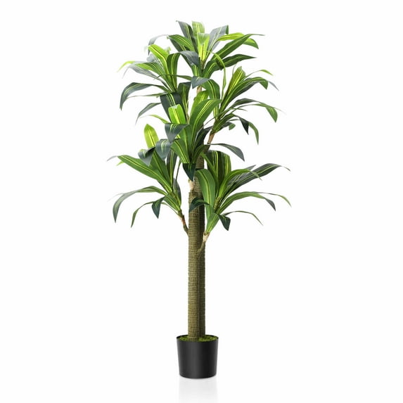 Artificial Dracaena Tree/Yucca Tree for Home Decor, Faux House Plants Evergreen Plants Potted in Plant Pot and Soil, Tropical Floor Houseplant for Outdoor Indoor Office Decoration Housewarming