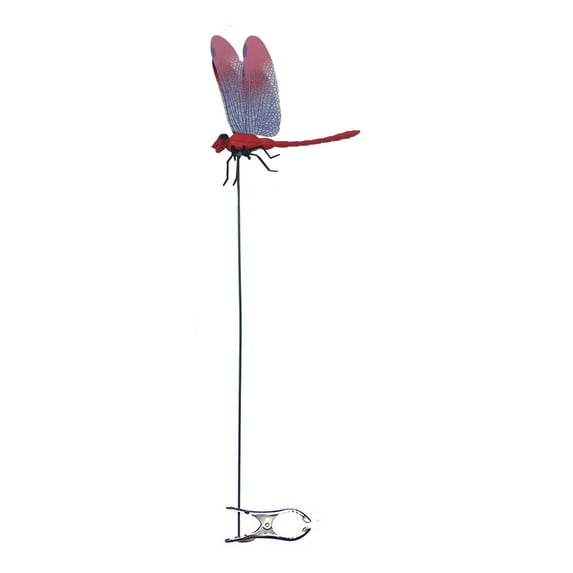 Artificial Dragonfly Pole Clips for Outdoors,Dragonfly Hat Clip On, Fake Dragonfly Pole Clip 3D Dragonfly Decor Gardening, Fake Dragonfly Clip,3D Dragonfly Garden Decorative Clips Easy to Use(1PCS)