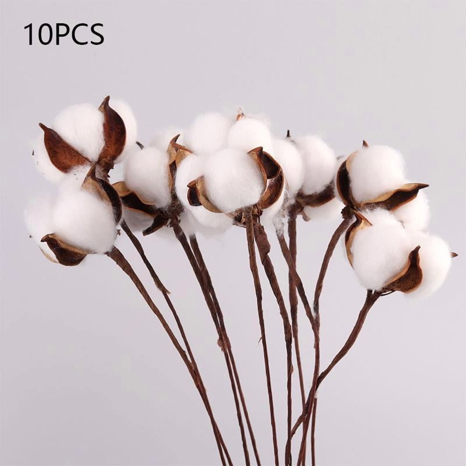 Artificial Dried Cotton Flowers White Flower Branch For Wedding Party Decoration Fake Flower Home Flower Decor Eucalyptus Leaves