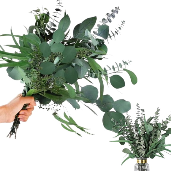 Artificial Dried Eucalyptus Stems, Eucalyptus Leaves Vase Decor, Preserved Eucalyptus Stems Bundle, 17'' Hanging Shower Plant, Home SPA Bathroom Fake Plants