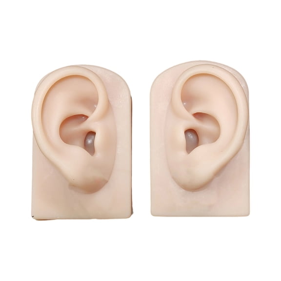 Artificial Ear Model Soft Silicone Left and Right Ear Mold for Acupunctures Training Practical Jewelry Display Props