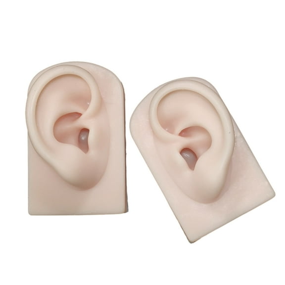 Artificial Ear Model Soft Silicone Left and Right Ear Mold for Acupunctures Training Practical Jewelry Display Props
