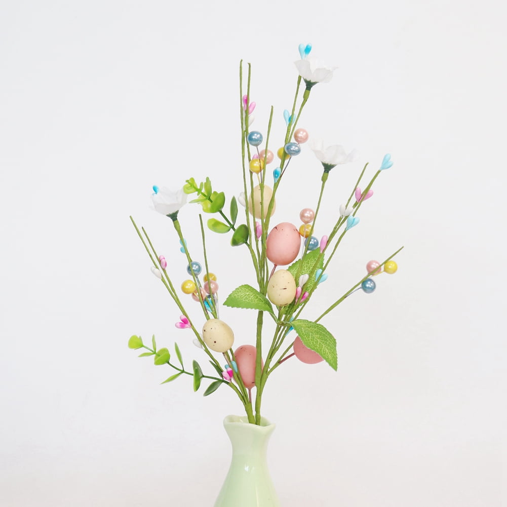 Artificial Easter Egg Berry Stems DIY Easter Rustic Easter Decorations for Easter Home Decor and Flower Arrangement D 3PCS