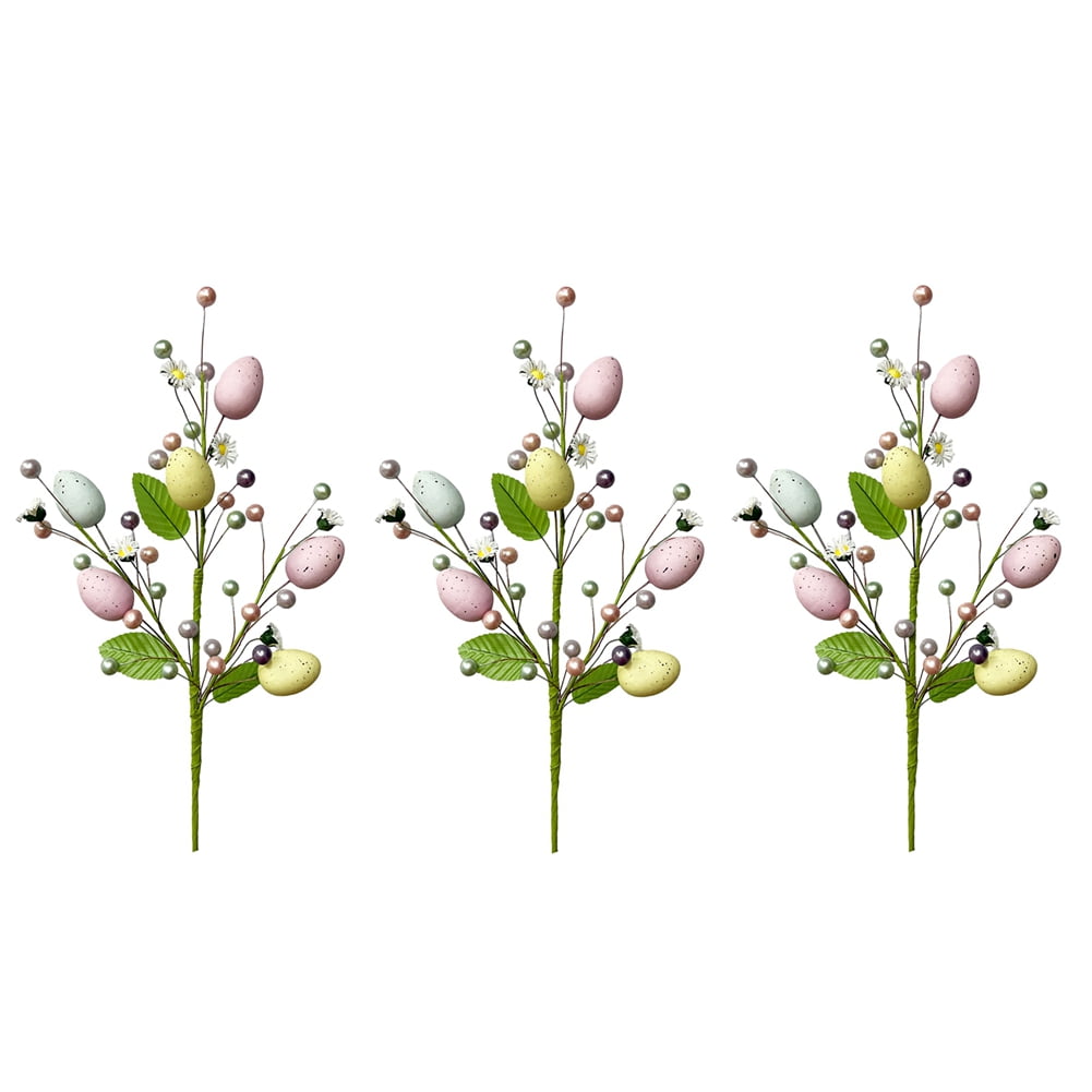 Artificial Easter Egg Berry Stems DIY Easter Rustic Easter Decorations for Easter Home Decor and Flower Arrangement E 3PCS
