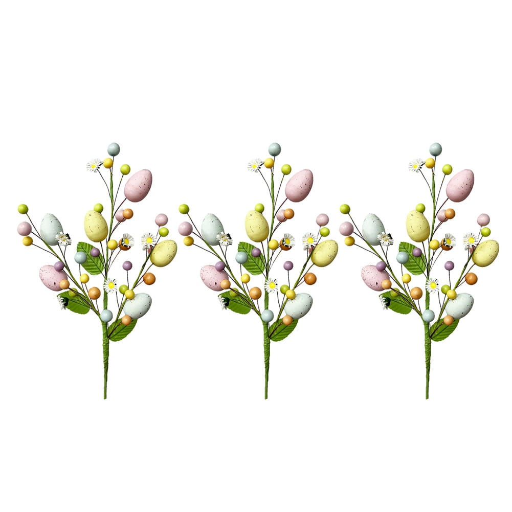 Artificial Easter Egg Berry Stems DIY Easter Rustic Easter Decorations for Easter Home Decor and Flower Arrangement F 3PCS