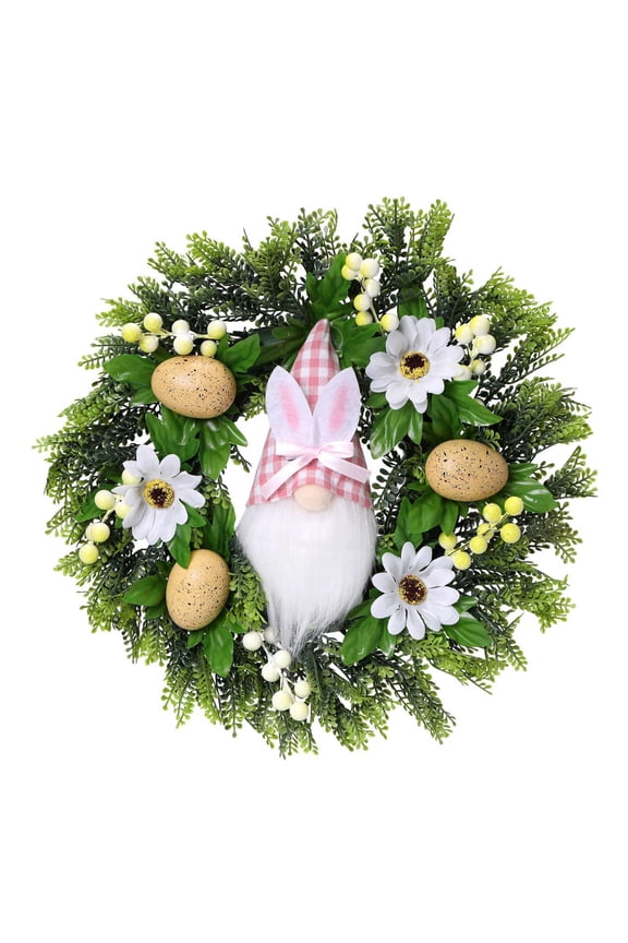 Artificial Easter Egg Wreath  for Front Door,Easter Flower Wreath with Easter Eggs Artificial Daisy Flowers,Spring/Summer Wreath for Home Decor Easter Decorations