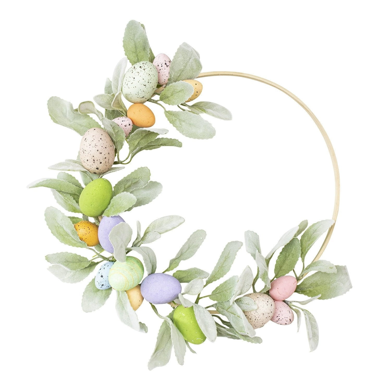 Artificial Easter Egg Wreath Spring Green Leaves Rattan Wreaths with ...