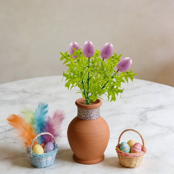 Artificial Easter Eggs 13.7 Inch Easter Eggs Flower Shaped Eggs With Plants Spring Flower Easter Egg Decorations