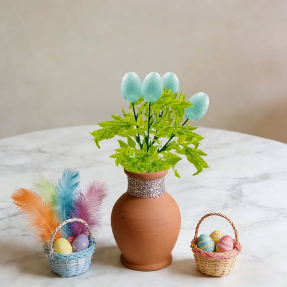 Artificial Easter Eggs Stems, 13.7 Inch Flower-Shaped Easter Eggs with Plants, Spring Floral Decorations for Home, Table Centerpiece, Party, Wedding