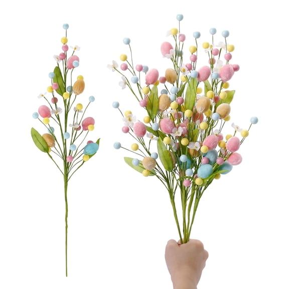 5 Pcs Artificial Easter Flower Easter Colorful Egg Berries Decorations, Spring Flower Stems Egg Twig Branches, for Home Party Vase Flower Arrangement Centerpiece Decor.