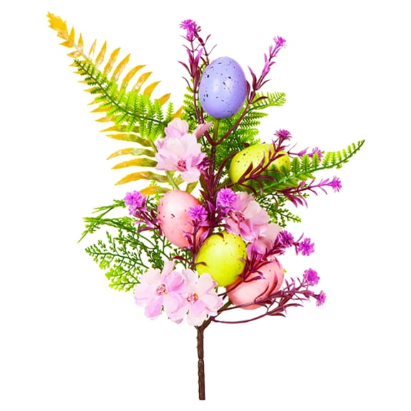 Artificial Easter Flower with Pastel Easter Eggs and Berries Spring Floral Stems 15.75" Greenery Picks Branches for Easter Table Centerpiece Party Home Vase Decoration