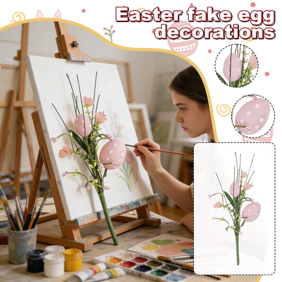Artificial Easter Flower Stems, Realistic Faux Spring Blooms for Vase Arrangement, Festive Holiday Indoor Home Garden Decor