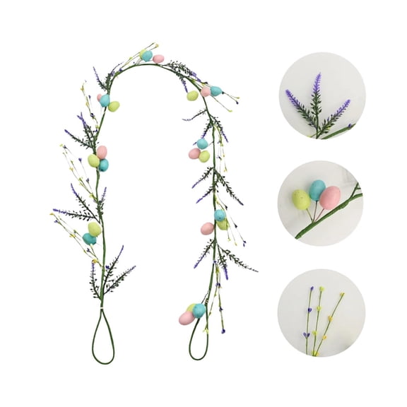 Artificial Easter Garland 59 Inch Lavender Egg Rattan Purple Flower Decoration, Spring Flower String Home Lintel Pendant for Party Wedding Fireplace Mantel Decor, 1 Rattan Cane
