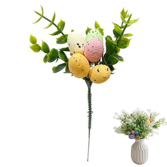 Artificial Easter Spray Vine with Pastel Easter Eggs and Berries,10.2 Easters Egg Picks Decoration,Artificial Twig Branch Arrangement Centerpiece Celebration Home Wreath Vase Decor