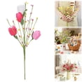 thumbnail image 1 of Artificial Easter Yellow Tulip Pick Fake Floral Twig for Easter Celebration Table Decor Vase Arrangement Home Display, 1 of 9