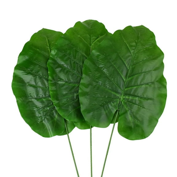 Artificial Elephant Ear Plant Picks, Dark Green, 24-Inch, 3-Count