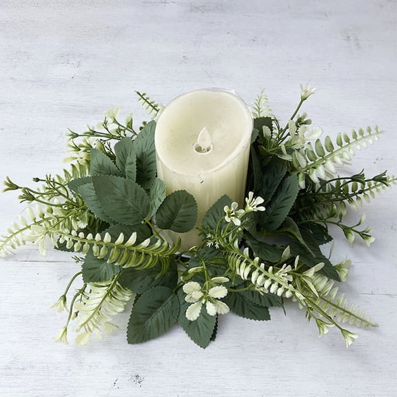 Artificial Eucalyptus Candle Rings Wreaths, 9.8 Inch Eucalyptus Wreath with Baby Breath, Greenery Candle Wreath Rings for Pillar Candle Table Centerpieces Wedding Home Decor