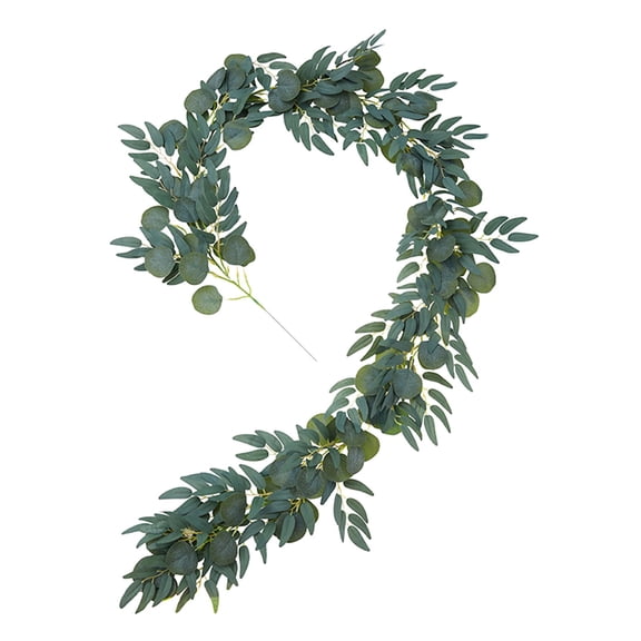 Artificial Eucalyptus Garland 6.5FT, Fake Silver Dollar Leaves Vines Rustic Grey Green for Wedding Arch Backdrop Fireplace Table Party Décor, C, Indoor/Outdoor Decor
