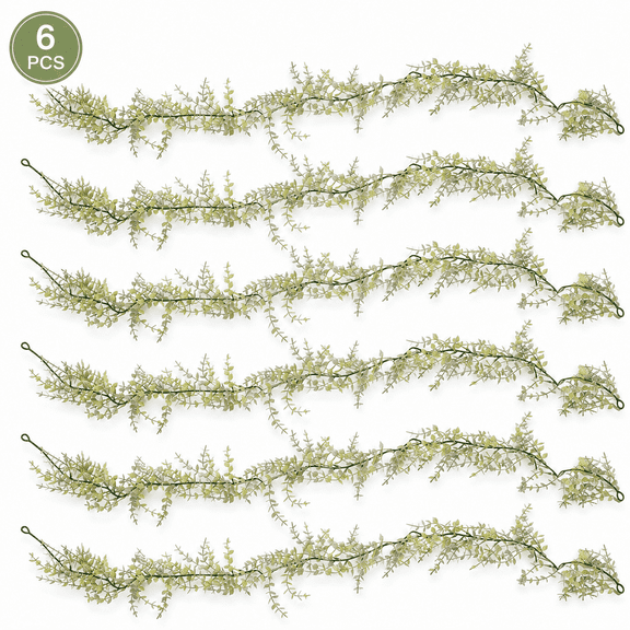 Artificial Eucalyptus Garland Artificial Greenery 6 Pack 6 FT,Faux Eucalyptus Vines Greenery Garlands Green Garlands Fake Hanging Eucalyptus Leaves Home Leaves Wall Decor