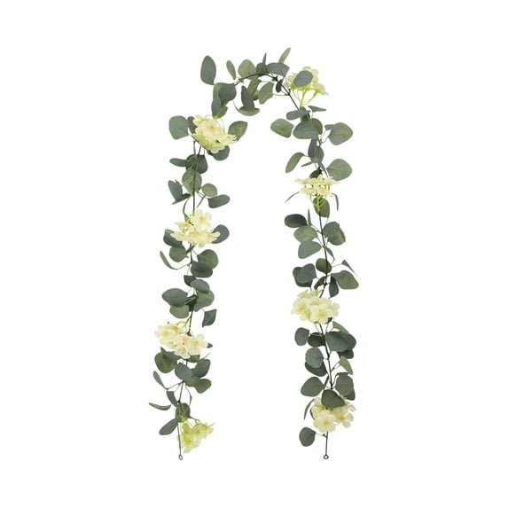 Artificial Eucalyptus Garland Decoration 5.9ft Hanging Faux Flower Garland Plastic Rattan Vines for Wedding Anniversary Home Decor, Green