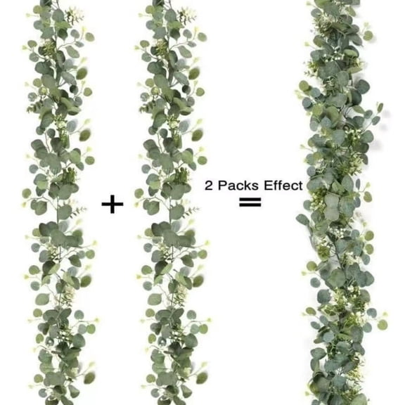 Artificial Eucalyptus Garland, Fake Greenery Garland Leaves Vines for Wedding Home Party Table Runner Decor 2Pcs