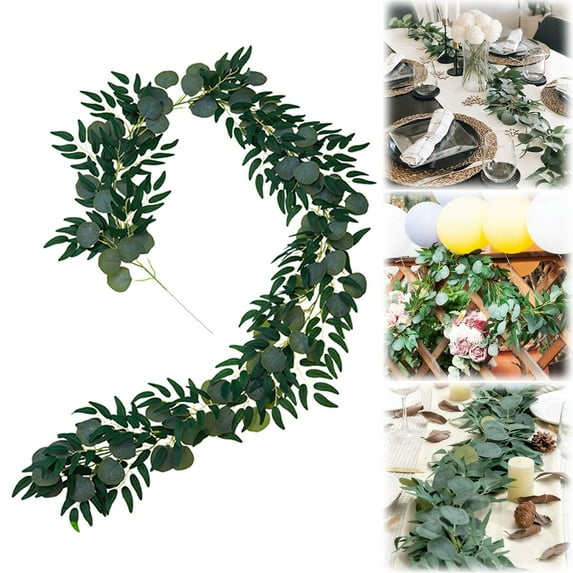 Artificial Eucalyptus Garland, Fake Vines, Eucalyptus Garland, Faux Eucalyptus Vines Greenery Garland Fake Eucalyptus Plant Wedding Backdrop Arch Wall Table Party Festival Decor 78 Inch