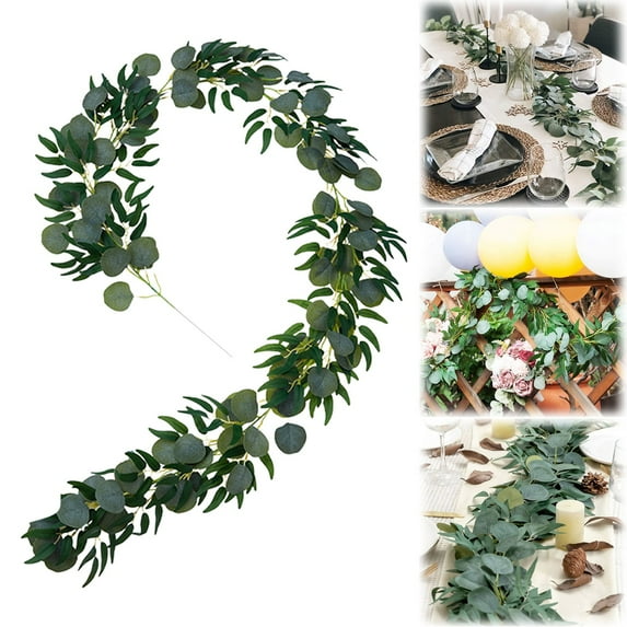 Artificial Eucalyptus Garland, Fake Vines, Eucalyptus Garland, Faux Eucalyptus Vines Greenery Garland Fake Eucalyptus Plant Wedding Backdrop Arch Wall Table Party Festival Decor 78 Inch