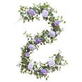 thumbnail image 1 of Artificial Eucalyptus Garland with Flowers, Fake Rose Gypsophila Garland, Faux Floral Garland Greenery Garland for Wedding Spring Home Party Craft Art Table Runner Decor, 1 of 5