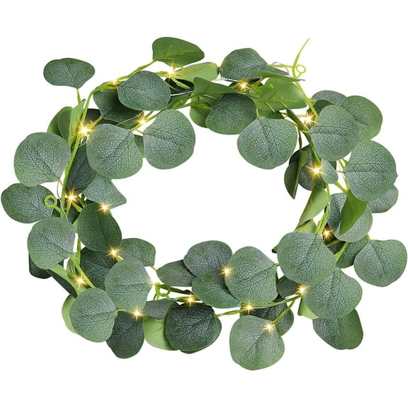 Artificial Eucalyptus Garland Greenery String Lights 2M 20 LED Warm White Vines Plants for Wedding Wall Garden Party Home Decoration