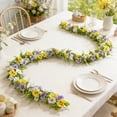 thumbnail image 1 of Artificial Eucalyptus Garland with Pansy Flowers | Spring Outdoor Decor for Porch, Patio & Garden | Faux Greenery Wreath for Door, Wall, Wedding Arch & Home Decoration, 1 of 7