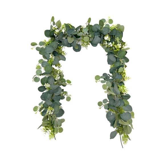 Artificial Eucalyptus Garland with Roses, Artificial Greenery Vine for Wedding Arch, Table Centerpieces, Fireplace & Wall Decor, Fake Vines Garland for Party & Home Déco, 1Pcs (Green2)