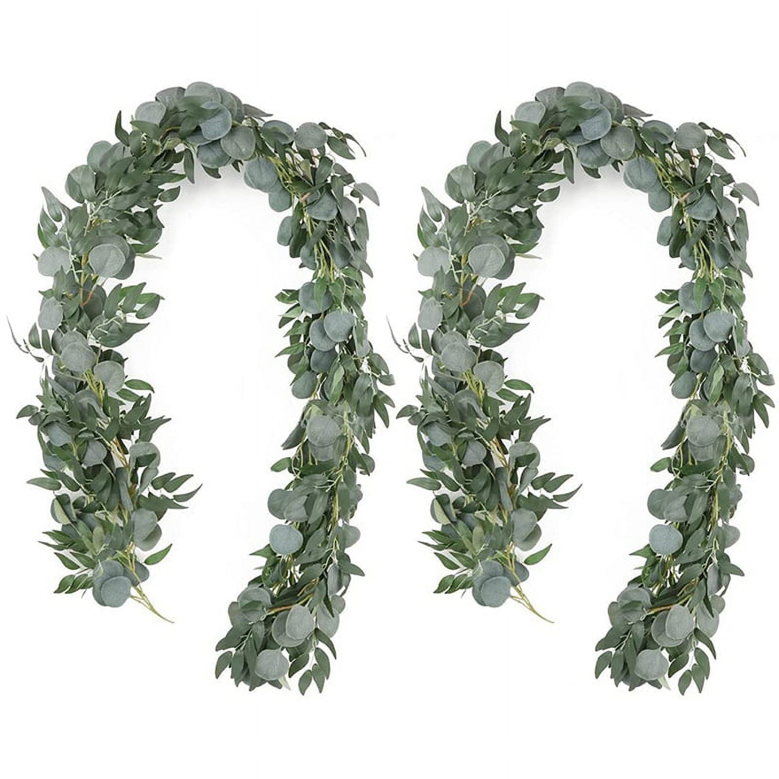 Artificial Eucalyptus Garland with Willow Vines, 2 Packs 6.5 Feet ...