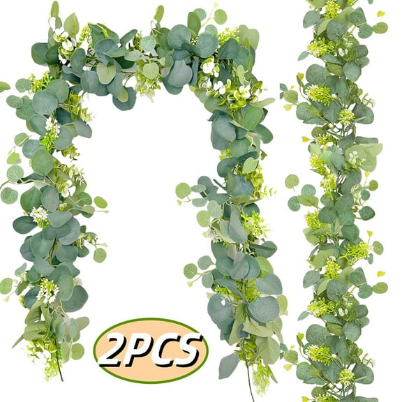 Eucalyptus Garlands Artificial Leaves Greenery Garland Vines Table Runner for Wedding Home Party Wall Decor 2pcs