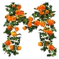 thumbnail image 1 of 26Ft Artificial Eucalyptus Garlands with Flowers, Faux Floral Greenery Garlands Fake Flowers Vines for Wedding Table Centerpieces Arch Party Ceremony Backdrop Decor (Orange) Harlik, 1 of 9