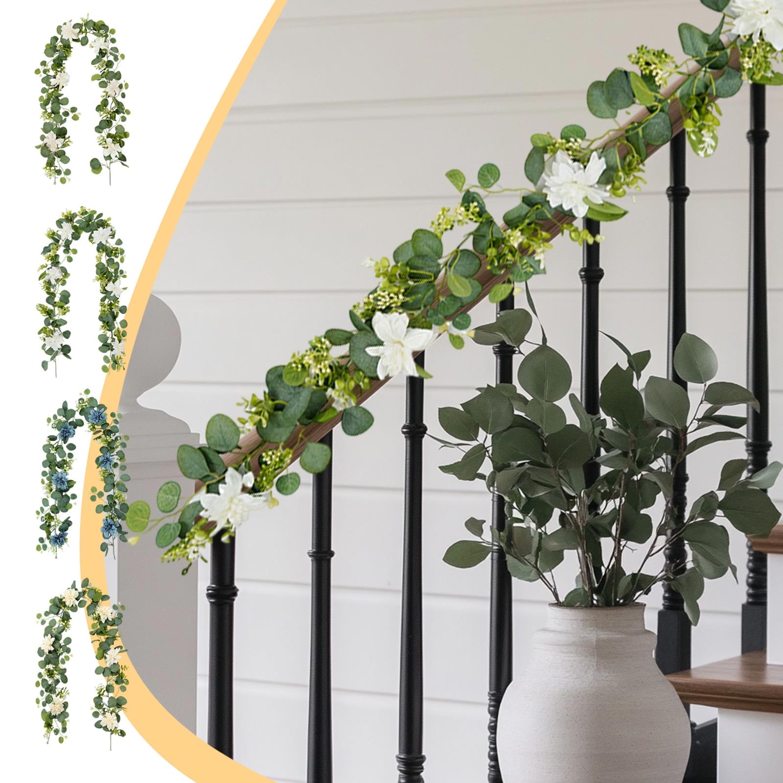 5 Packs 5.9 ft Artificial Eucalyptus Vine Garland with willow leaves