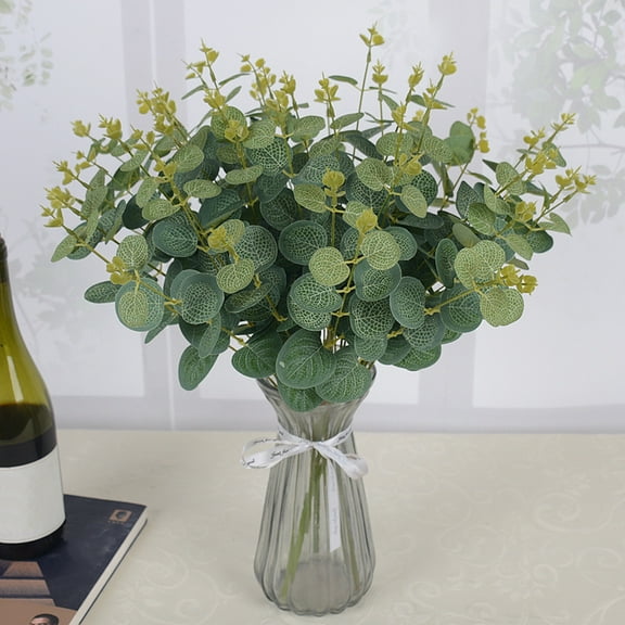 Artificial Eucalyptus Leaves - 20pcs Green Faux Greenery Stems for Wedding Decor, Floral Arrangements & Home Decoration | 12.6" Long Plastic Leaves