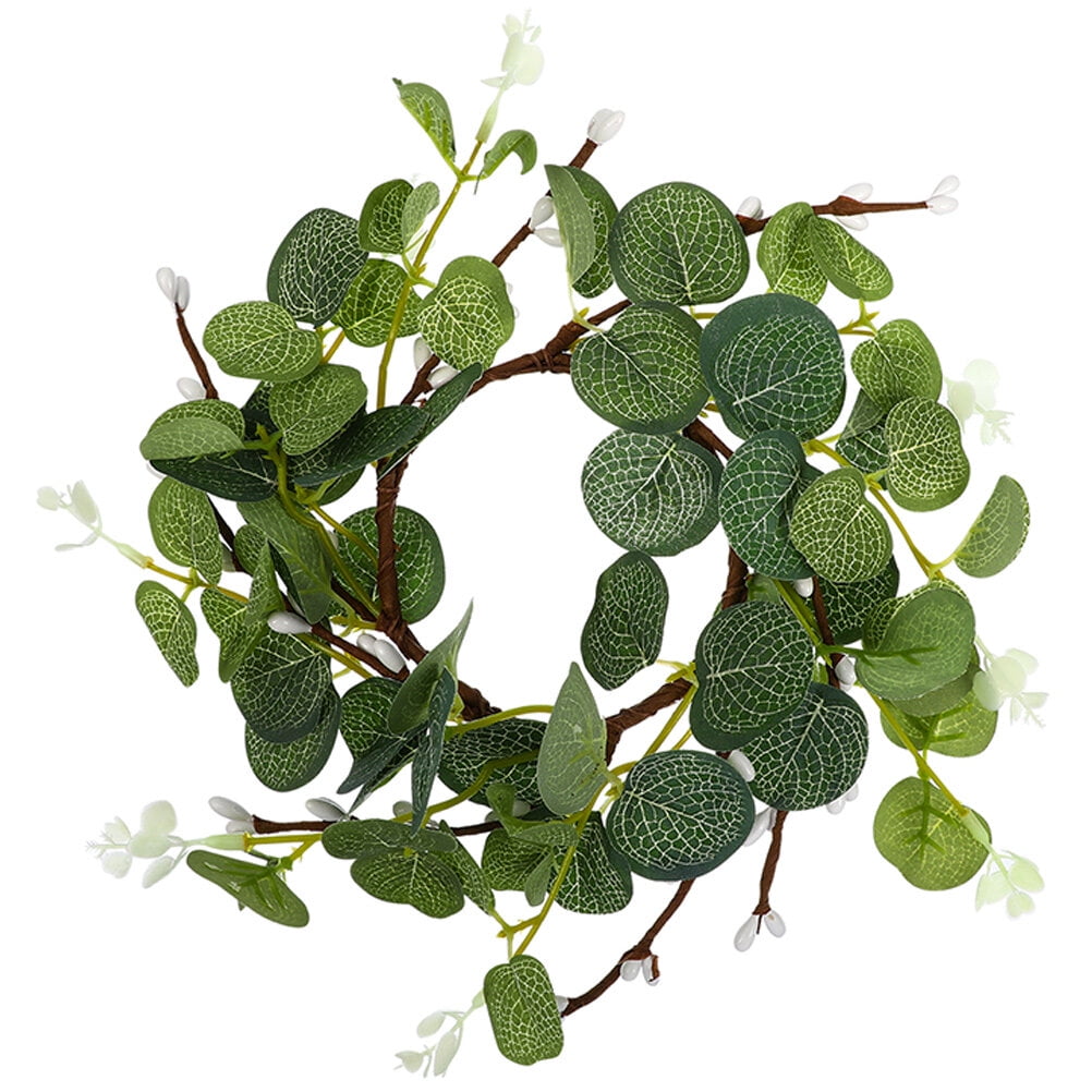 Artificial Eucalyptus Leaves Candle Ring Wreath Candle Holder Wreath ...