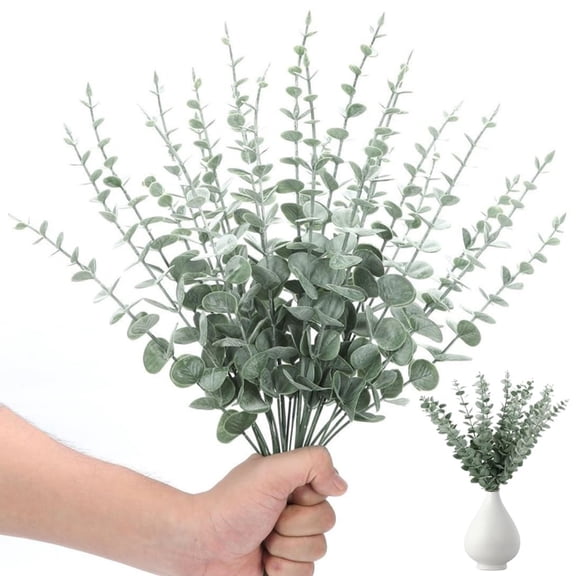 Artificial Eucalyptus Leaves Decoration, Pack of 30 Artificial Eucalyptus Branches, Artificial Plants, Eucalyptus Stem, Silver Dollar Fake Plant for Garden, Wedding, Party, Home Decoration