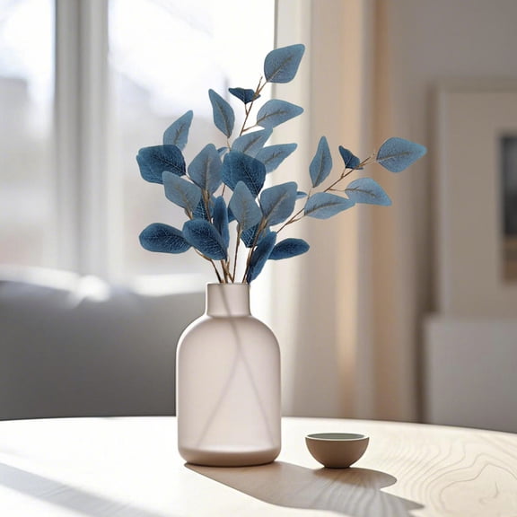 Artificial Eucalyptus Leaves Stems, Blue Fake Eucalyptus Branches Faux Flowers,Greenery Plants Floral Decorations for Wedding Party Flower Arrangement Home Decor