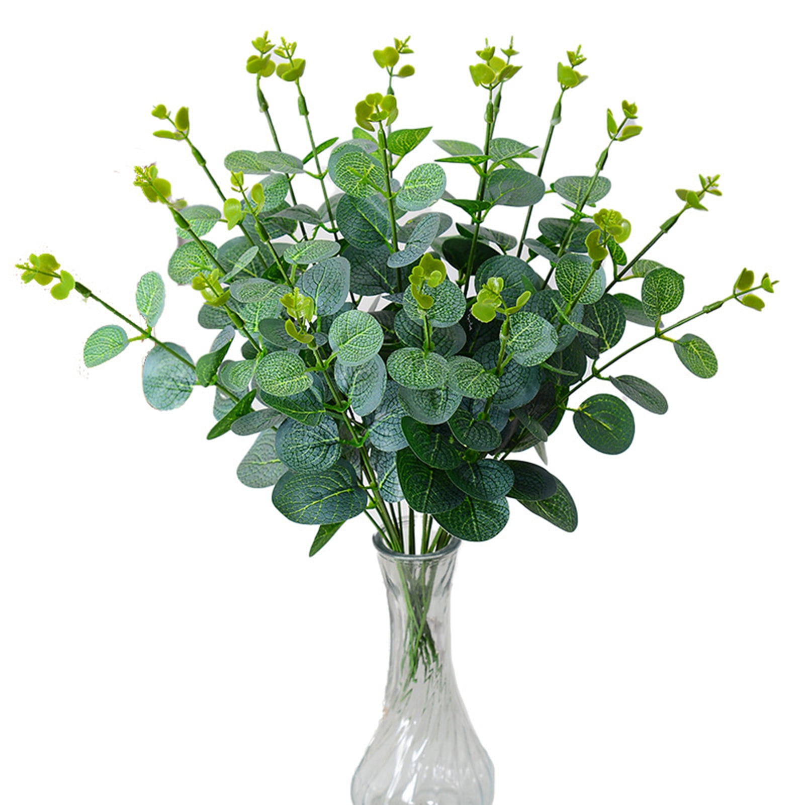 Artificial Eucalyptus Stems -10 Pcs Fake Faux Decorations Artificial Leaves Greenery Plant Leaf Home Office House Table Desk Decor Wedding Party Vase