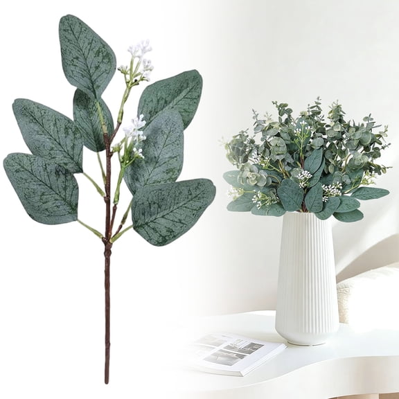 Artificial Eucalyptus Stems - 11" Real Touch Fake Branches Greenery for Wedding Centerpieces, Floral Arrangements, Vase and Home Table Decor, By Preplabs