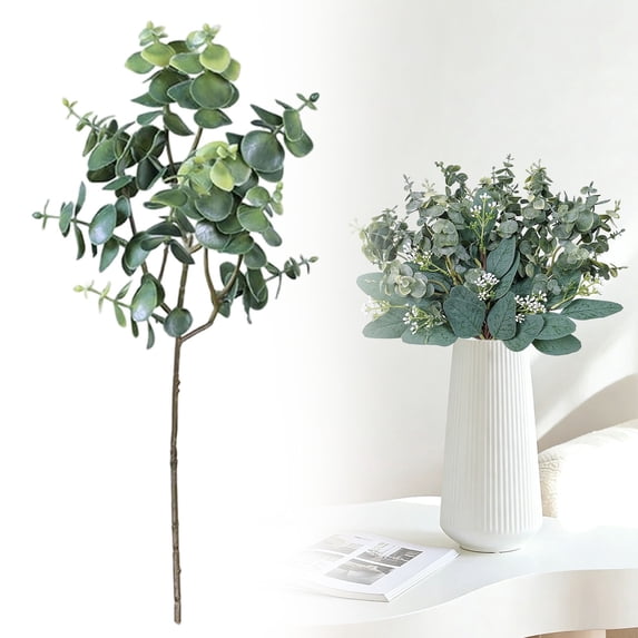 Artificial Eucalyptus Stems - 13.6" Real Touch Fake Branches Greenery for Wedding Centerpieces, Floral Arrangements, Vase and Home Table Decor, By Preplabs